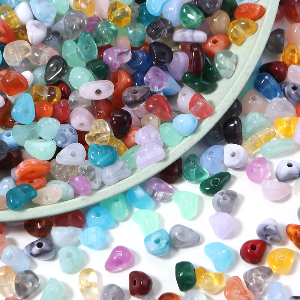 165 Stück 5~8mm Imitations-Naturstein Unregelmäßige Acrylperlen Abstandsperlen für Schmuckherstellung DIY Halsketten Armbänder Zubehör – Detail 7