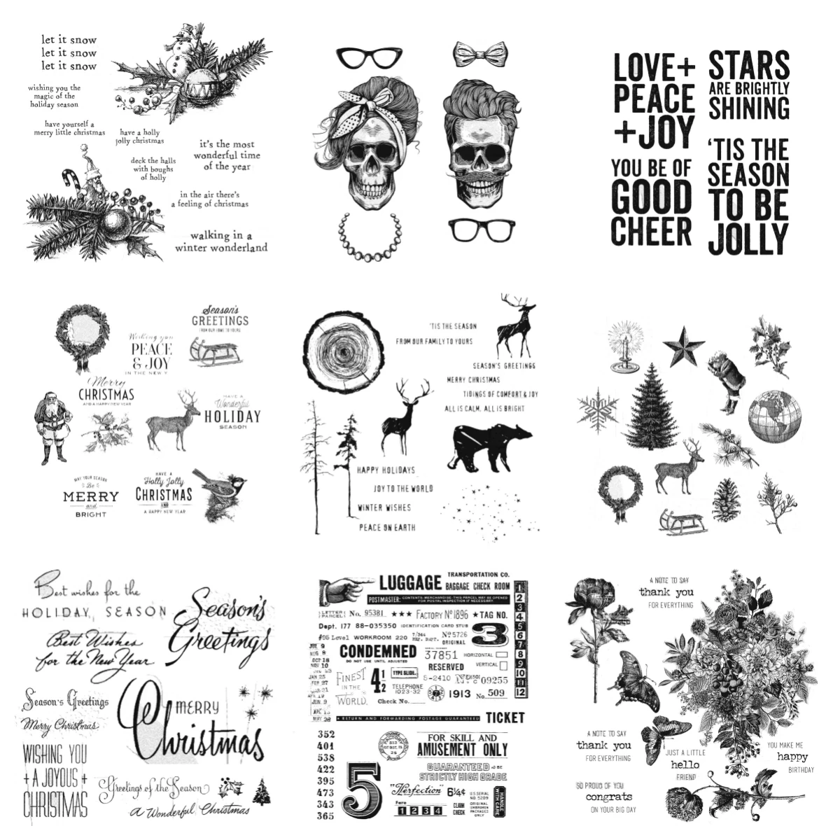 Christmas Tree Snowman Bell Decoration Stamps for DIY Scrapbooking Card Stencil Paper Craft Handmade Album Handbook Decoration