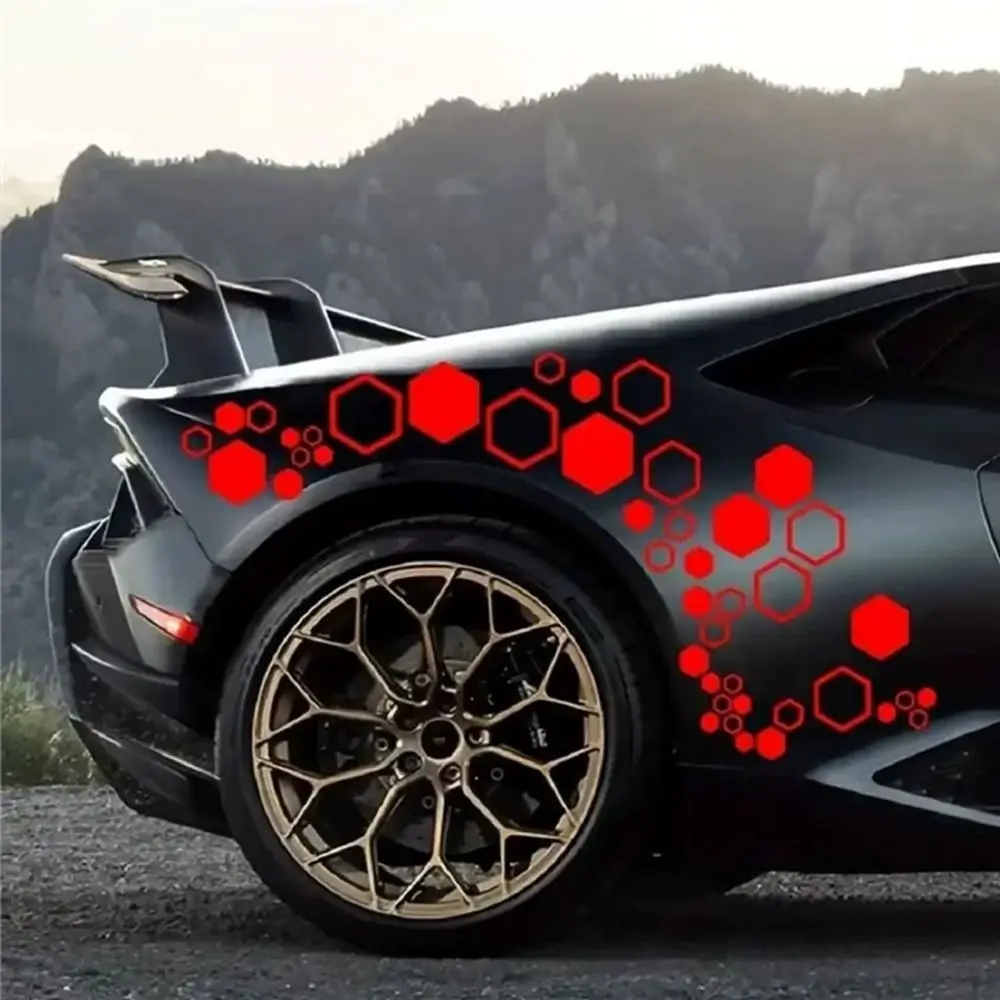 Waterproof Car Modification Car Decals Trims DIY Universal Vinyl Hexagon Honeycomb Decals Auto Body Tuning Stickers