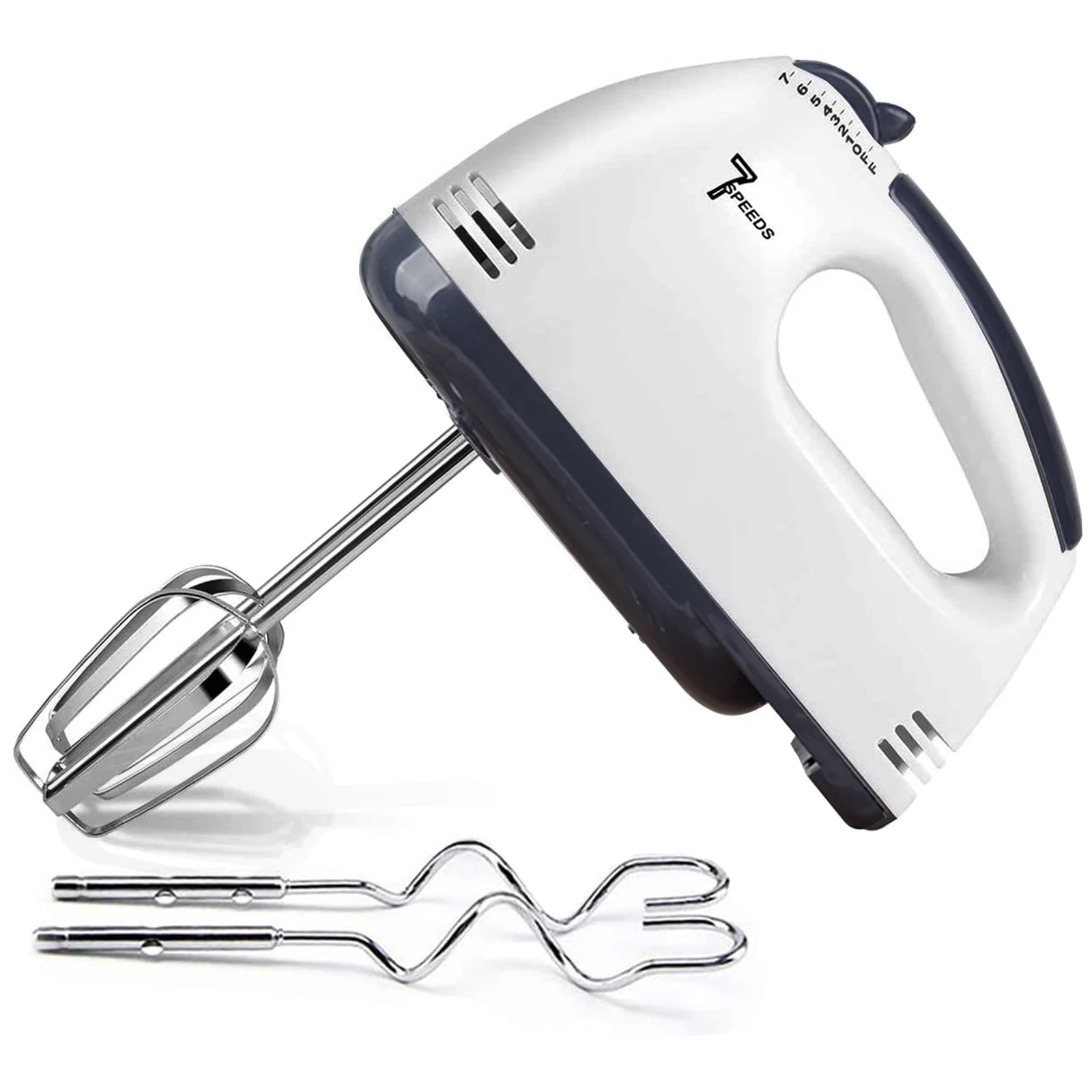 

7-Speed Electric Hand Mixer-Portable Kitchen Mixer with 5 Stainless Steel Attachments for Whipping, Mixing Cookies, Cakes, Eggs
