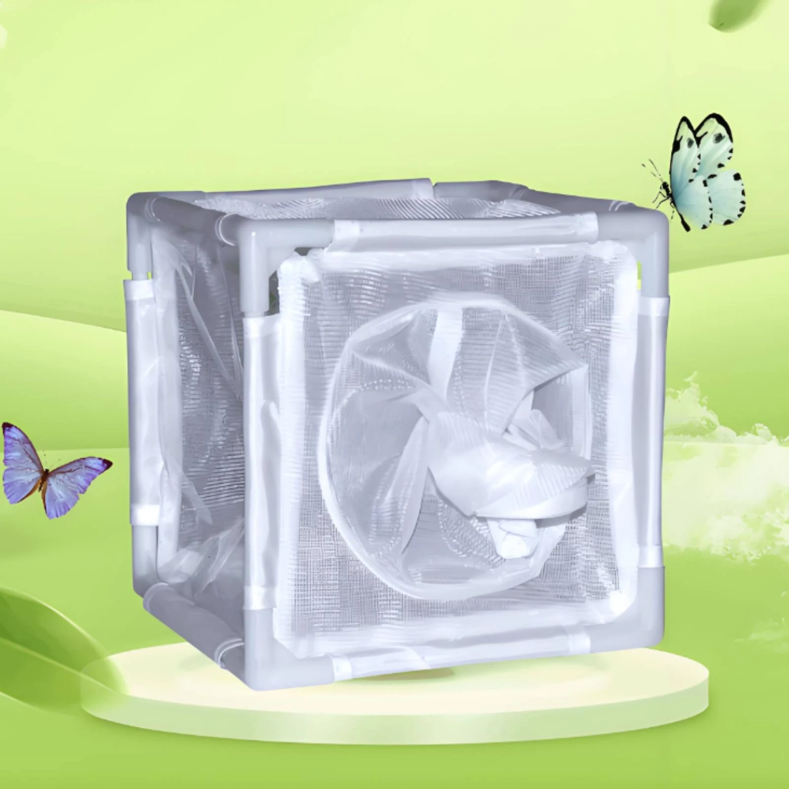 

Enclosure White Frame Cube Enclosure Caterpillar Enclosure Circular Opening Creature Housing Tied Closure