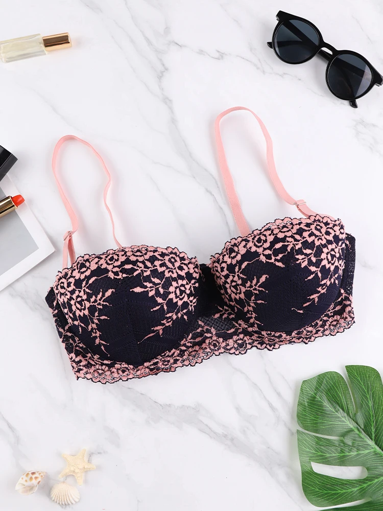 Underwear Women Shaping Powerful Lifting Bra Sexy Lace Breathable Comfortable Adjustable Bra For Women D Cup 75D/ 80D/ 85D