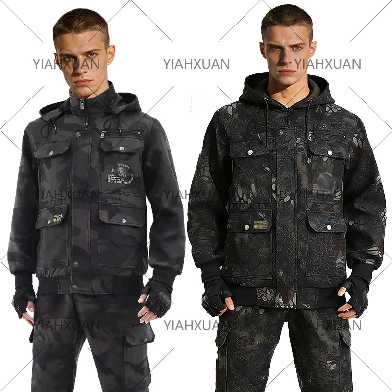 Men'S Work Clothes Autumn Winter Camouflage Clothing Outdoor Sportswear Wear-Resistant Dirt-Resistant Labor Protection Clothing