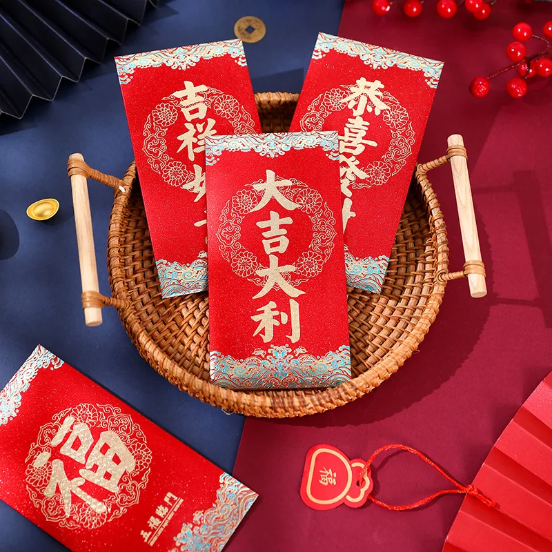 Ano novo envelope vermelho, festival de primavera chinês, dinheiro da sorte tradicional, presentes hongbao, conjunto de 48 peças, 2019