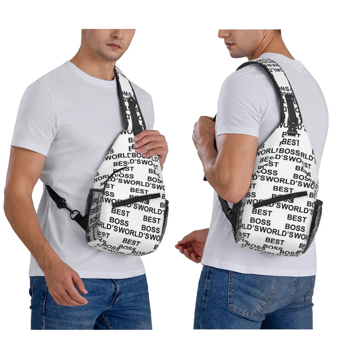 Worlds Best Boss The Office Dunder Mifflin Chest Bag Men Sling Crossbody Backpack Chest Bag Traveling Daypack Shoulder Bag