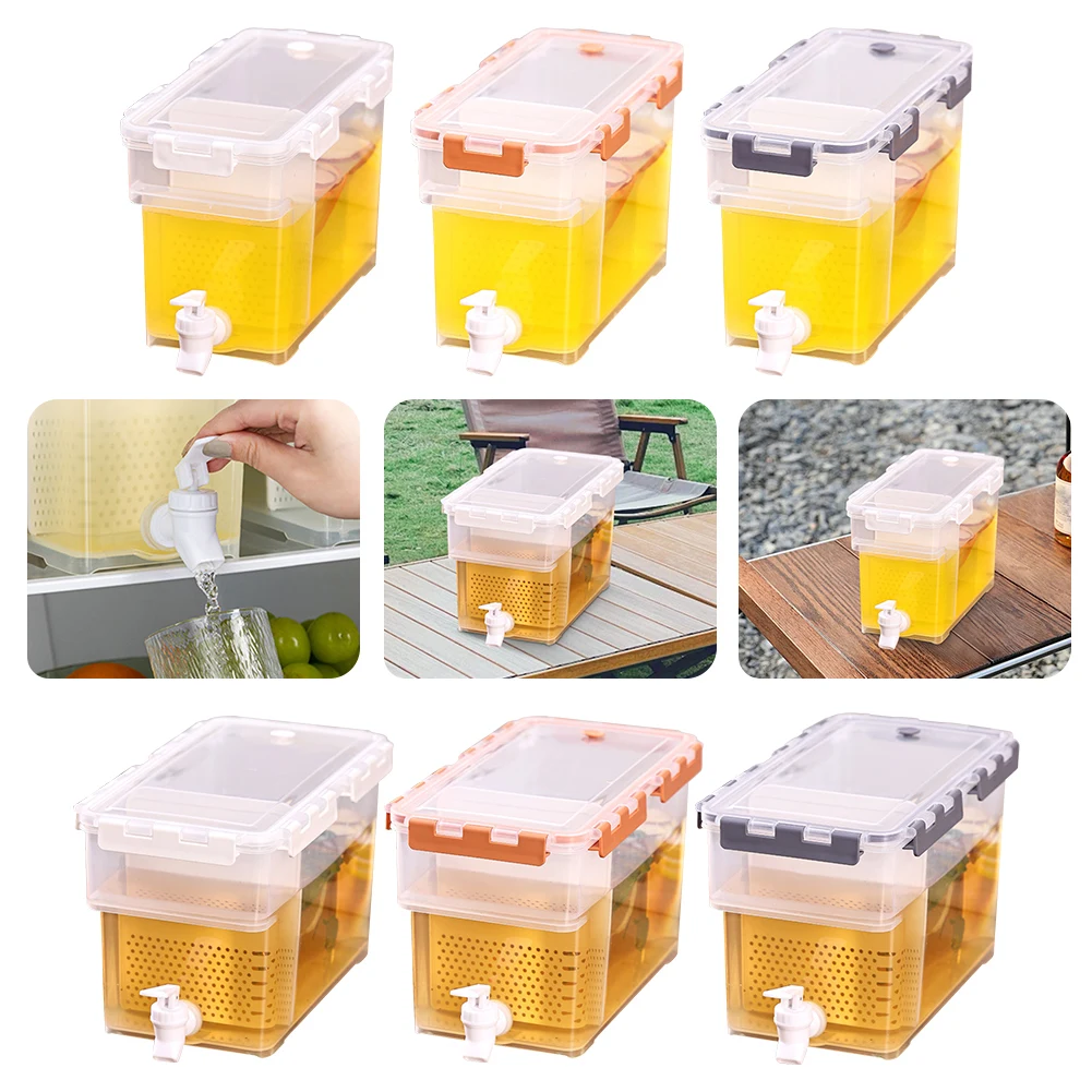 Dispensador de Bebidas Frías de Gran Capacidad (3.5/6L), a Prueba de Fugas, para Refrigerador, Ideal para Fiestas y Picnics al Aire Libre