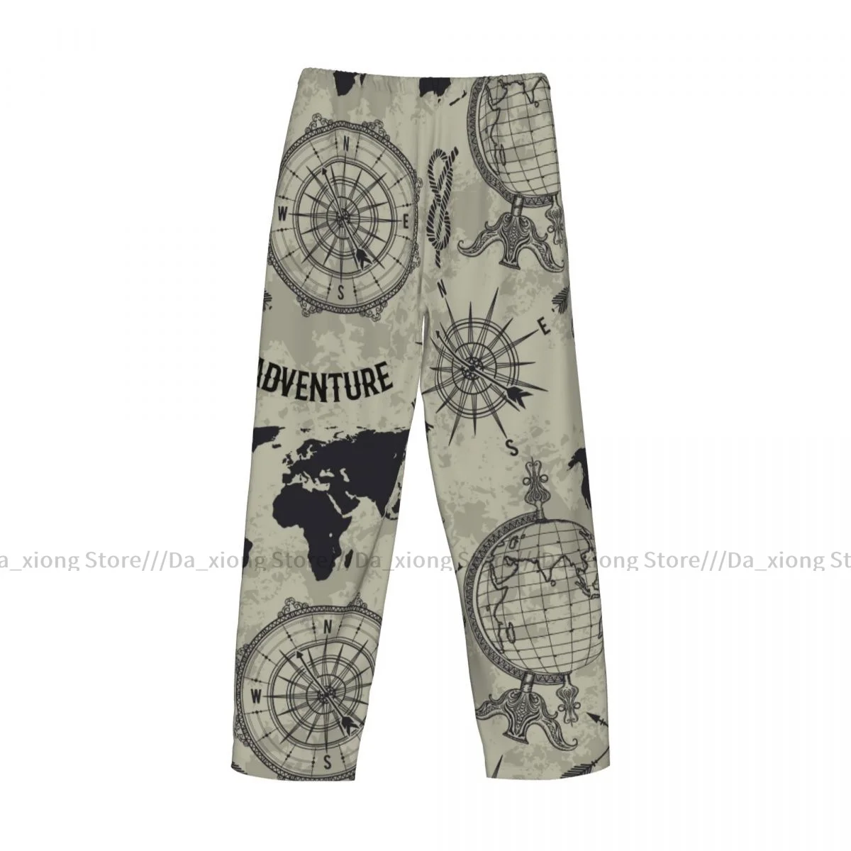 Pijama Vintage con mapa para hombre, pantalones de salón, ropa de dormir, gran aventura