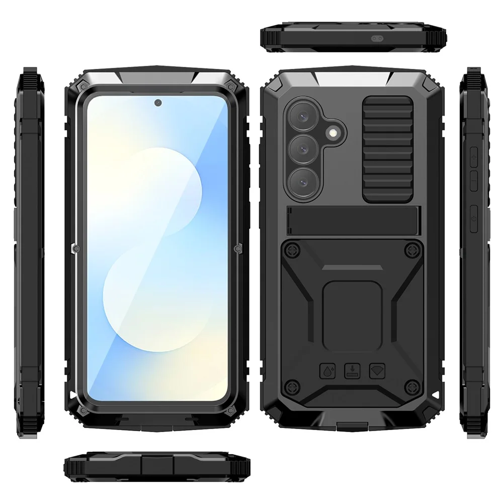 Metalowa, wytrzymała, odporna na wstrząsy obudowa na telefon Samsung Galaxy S25 Fe z wbudowaną ochroną ekranu, pełna osłona Coque — zdjęcie produktu 5