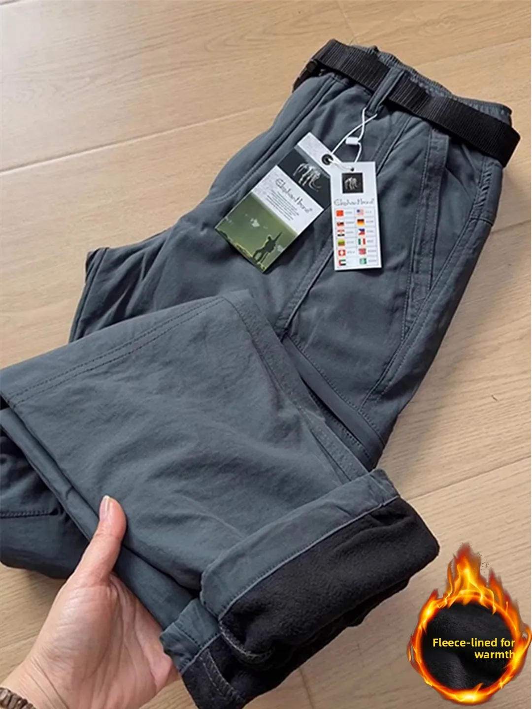 

ey Fce Lined Tee-Proof Soft ell Ski Pants Men's Autumn Winter Warm Outdoor Workwear Trousers for Climbing And Snowsp...