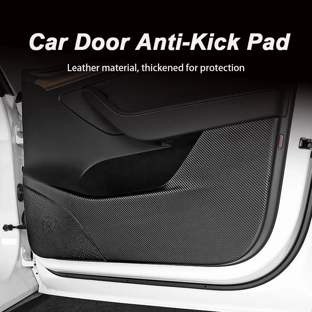 Für Tesla Model 3 Y 2026 Autotür Anti-Kick-Matte Panel Leder Kohlefaser Innenraum Handschuhfach Schutzaufkleber Auto-Zubehör – Detail 2