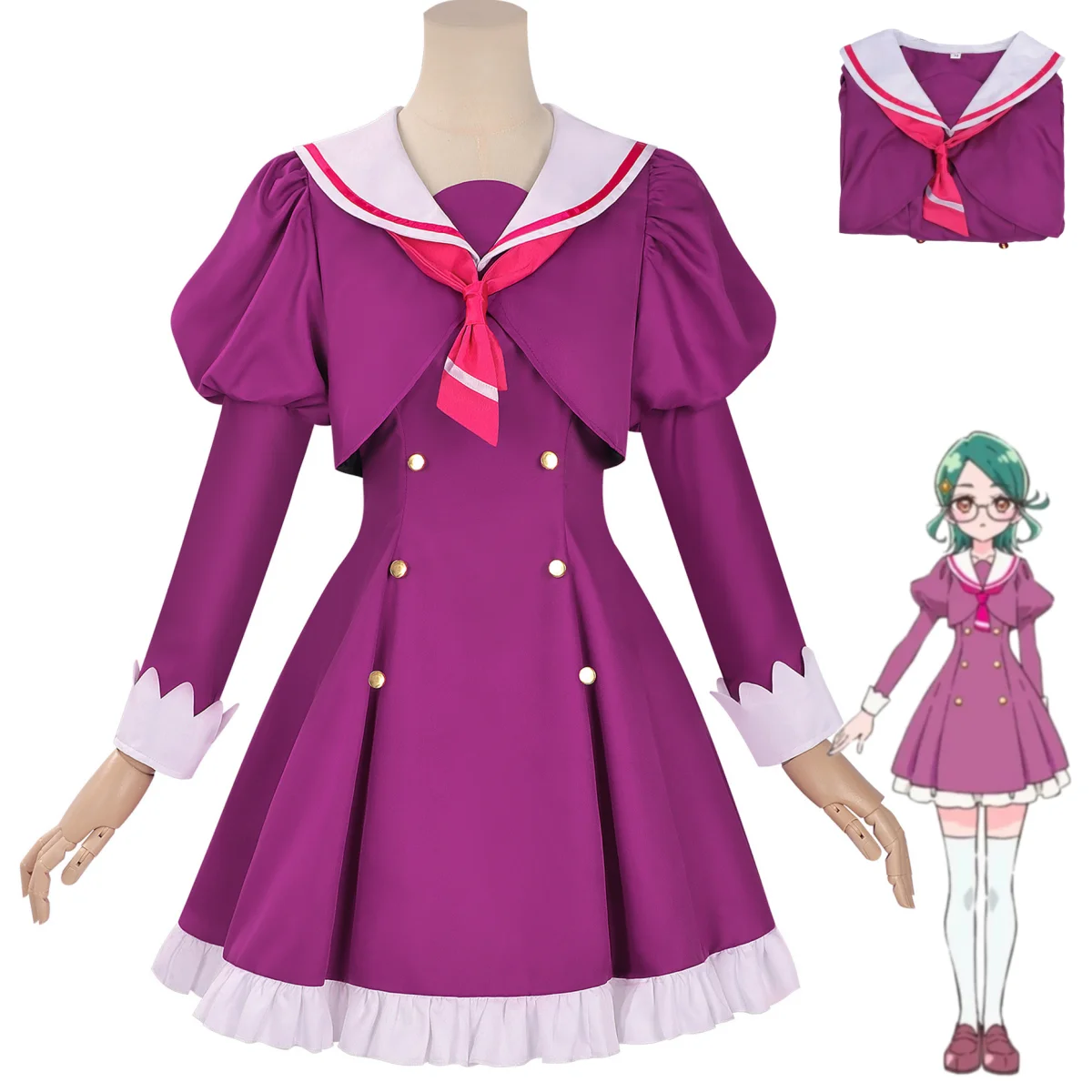 

Anime Star Detective Precure Pretty Cure Moria Ruruka Akechi Anna Cosplay Costume Cure Answer Purple School Uniform Dress Suit