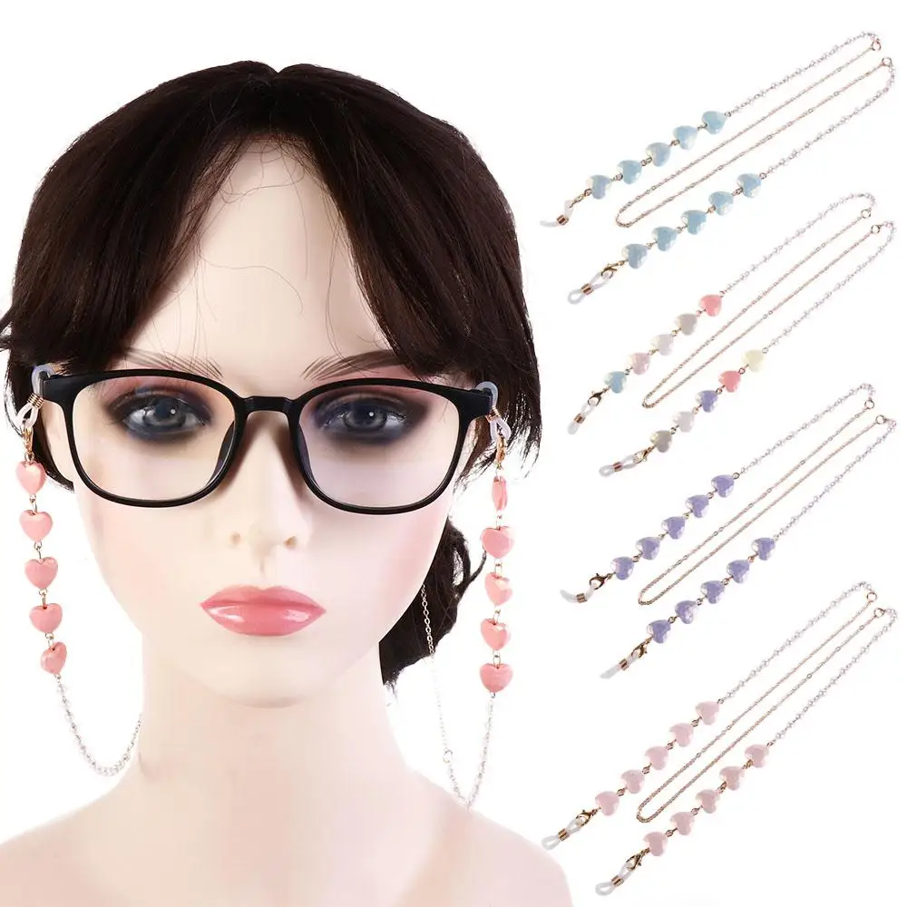 

Neck Metal Chain Heart Shaped Mask Lanyard Pearl Sunglasses Chains Mask Anti-lost Chains Love Glasses Chains Spectacle Cord