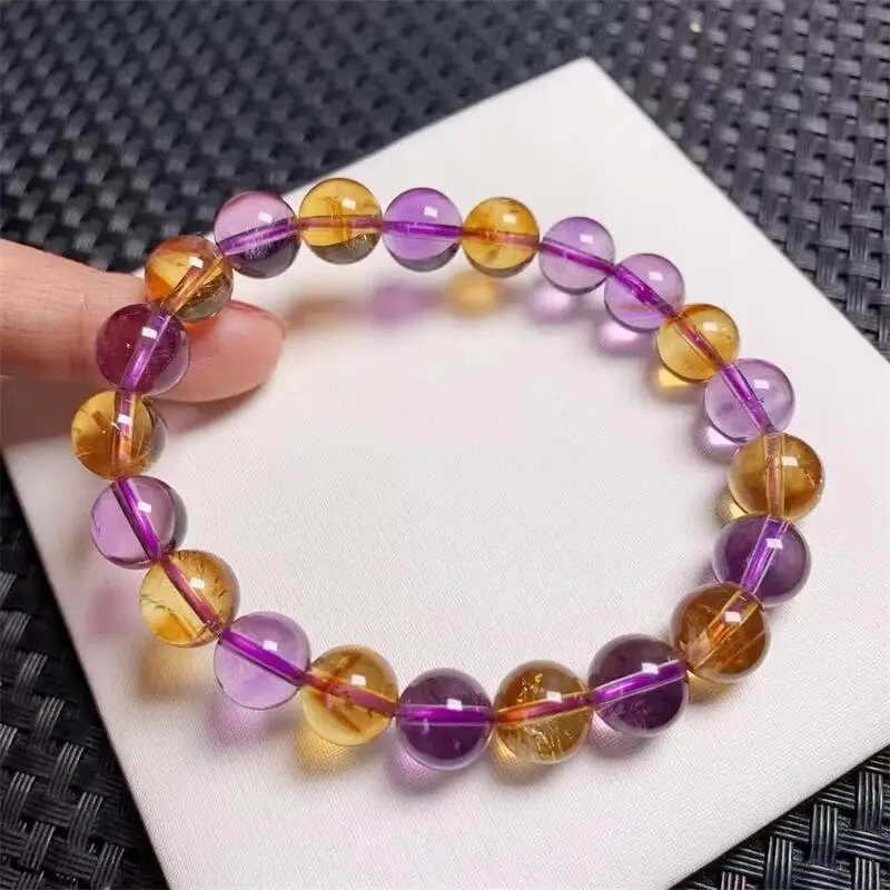 9MM Natural Ametrine Bracelet Gemstone Crystal Reiki Healing Gemstone Bracelet Fengshui Jewelry Gift 1PCS