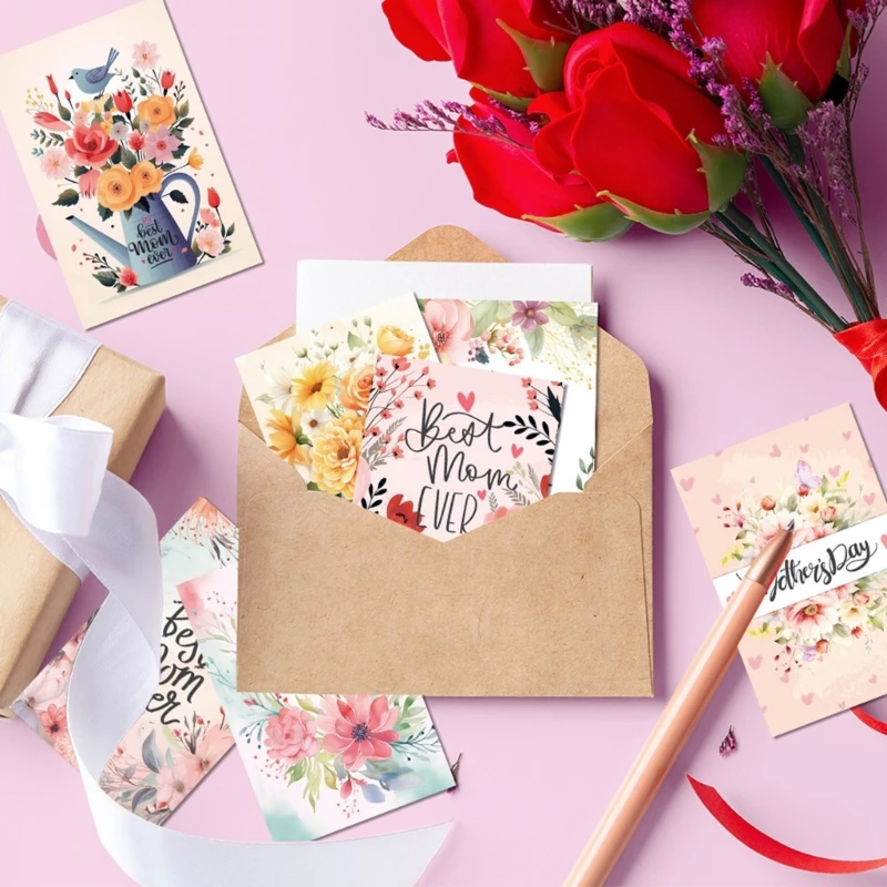 12 pezzi cartoline per festa della mamma per inviare biglietti auguri fatti a mano per madre e le nonne kxre