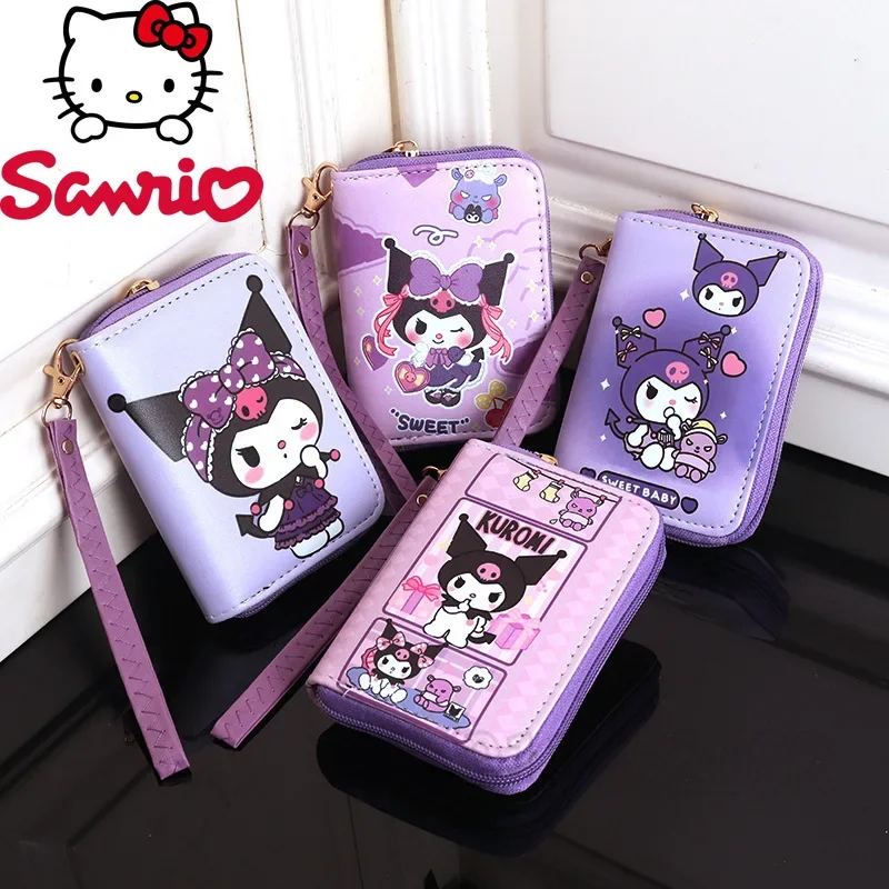 

Sanrio Kuromi New Coin Purse Cartoon Cute Girl Wallet Fashion Trend Portable Short Coin Purse Multiple Card Slots Large Capacity