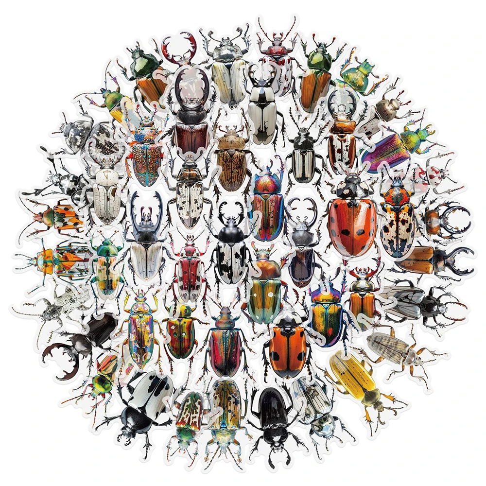 

10/30/50pcs Funny Beetle Insect Graffiti Stickers Cartoon Decals for Kids Toy DIY Scrapbook Phone Laptop Transparent PET Sticker
