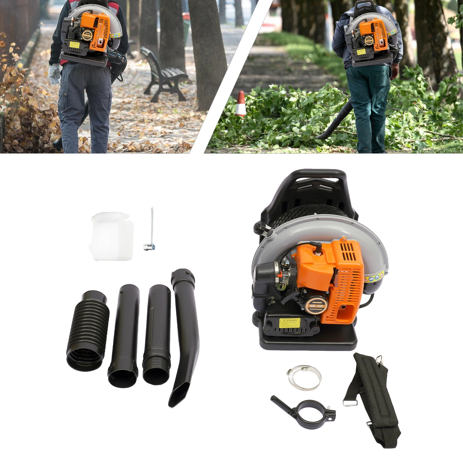 63CC Gas Leaf Blower with Backpack Design – 6800RPM, Large Fuel Tank, Adjustable Speed and Airflow, Ideal for Yard Work