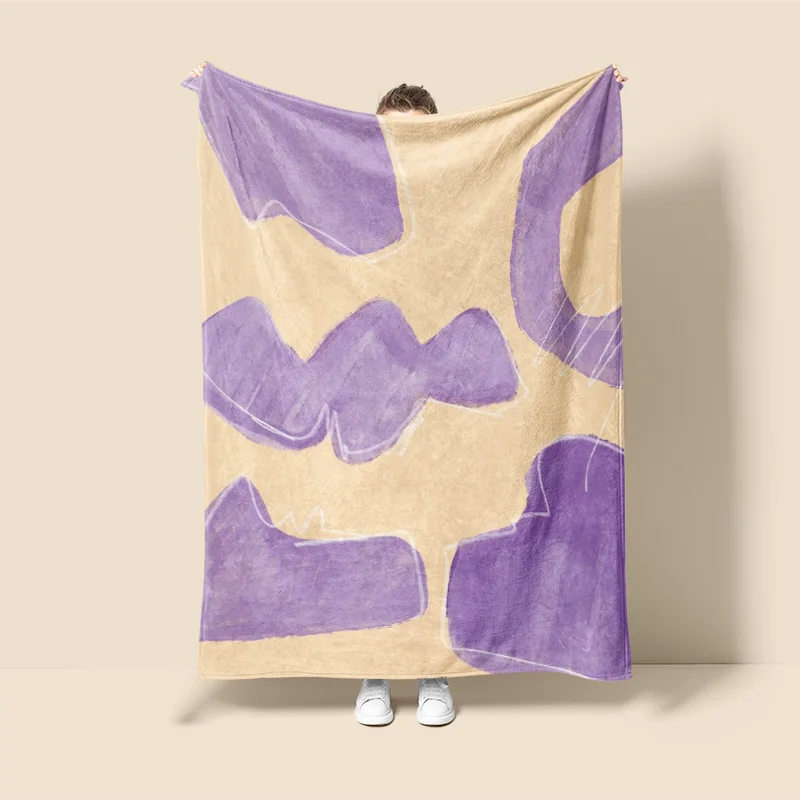 Morandi Color Blanket Abstract Botanical Graffiti Design Scandinavian Minimalist Sofa Blanket Cafe Home Dual Purpose