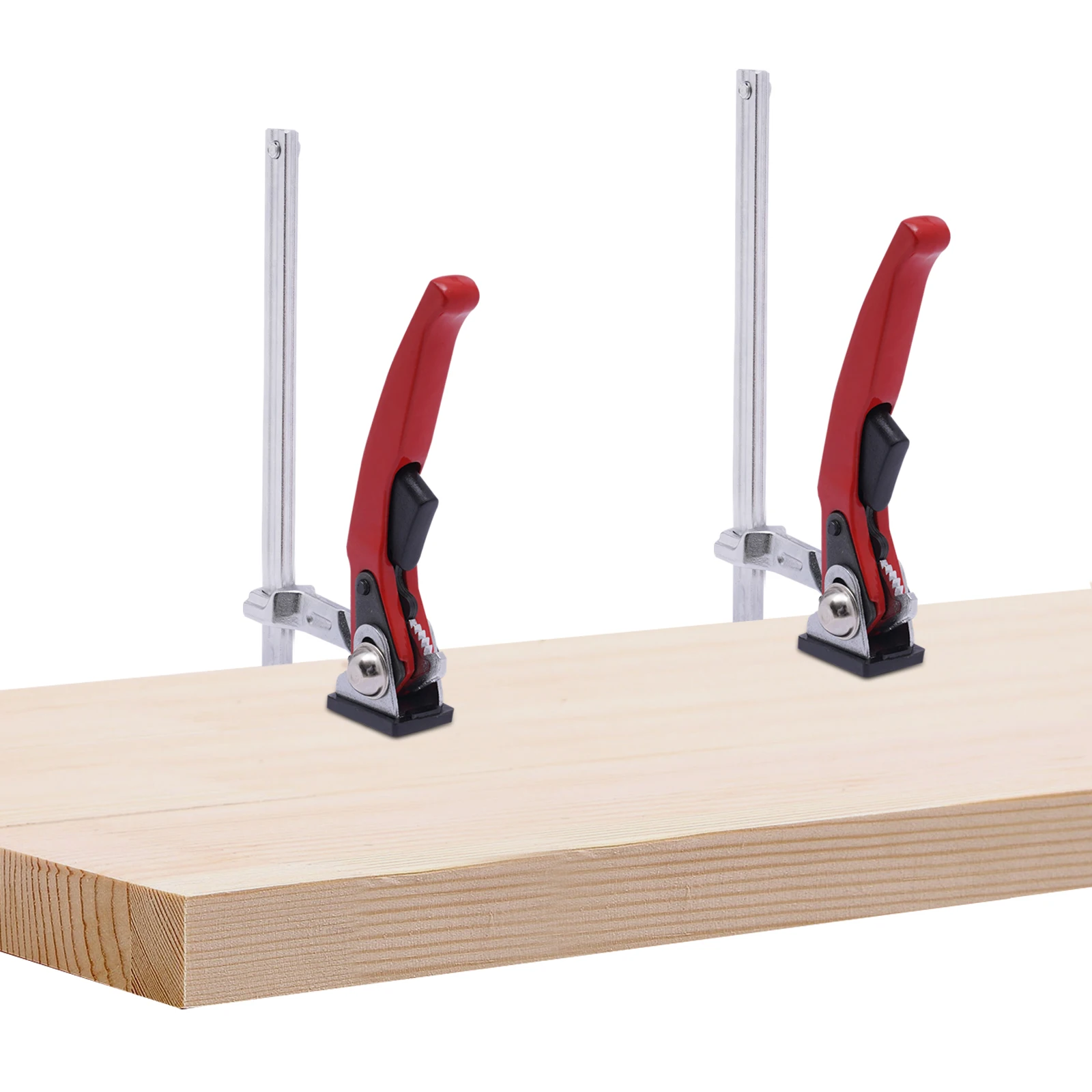 2pcs Ratcheting Table Clamp Ratchet Clamp Set 7.8" Jaw Woodworking Clamp Quick Guide Rail Ratchet Clamp for Secure Workholding