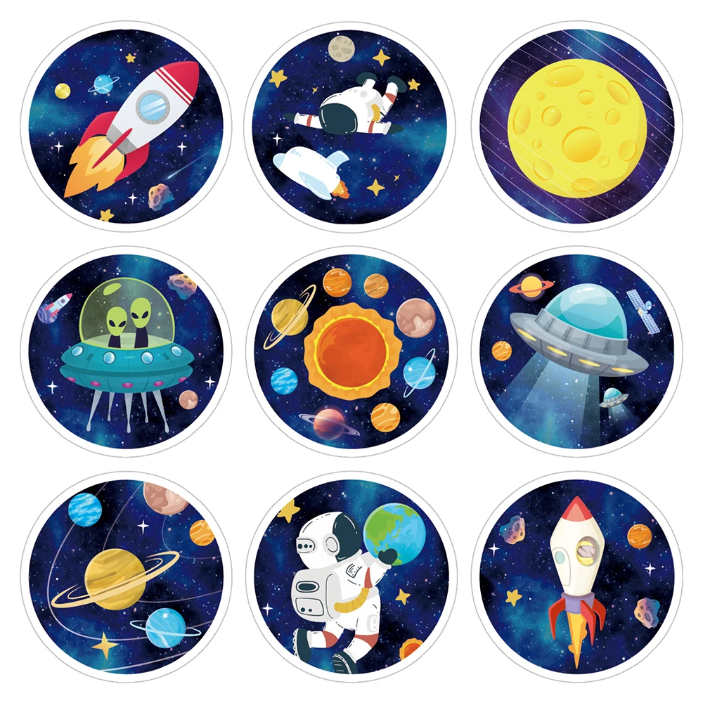 

KK158 180pcs Outer Space Stickers Toys Children UFO Astronaut Rocket Ship Planet Sticker for Scrapbooking Luggage Skateboard