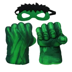 Kids Superhero Character Foam Green Gloves Boy Cartoon Pattern Printed Gloves Halloween Cosplay Plush Toys Cotton Fist Game Prop