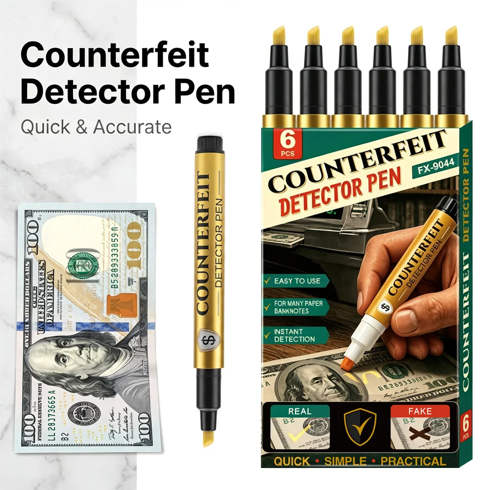 6 Pcs Counterfeit Detector Pen Money Bill Marker Fake Banknote Tester Portable Money Checker