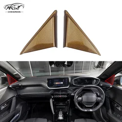 2PCS ABS Golden Carbon Fiber Color Pillar Frame Tweeter Cover Interior Decorative for Peugeot 208 2020-2025