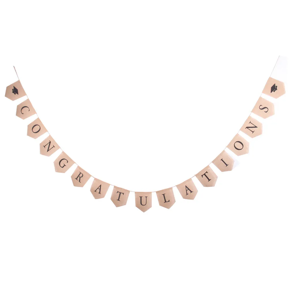 Jute Banner Graduation Party Banner Burlap Bunting Linen Flag Overlocked Edges Sturdy Twine Hanging Decoration Rustic Theme