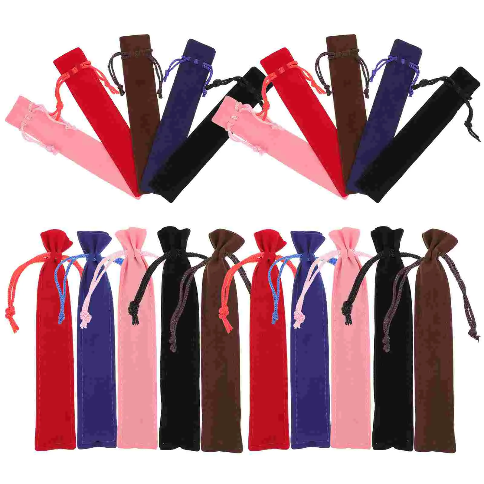 20 Pcs Gift Bag Flannel Pen Case Protective Sleeve Double Sided Jewelry Drawstring Holder Pouch Storage