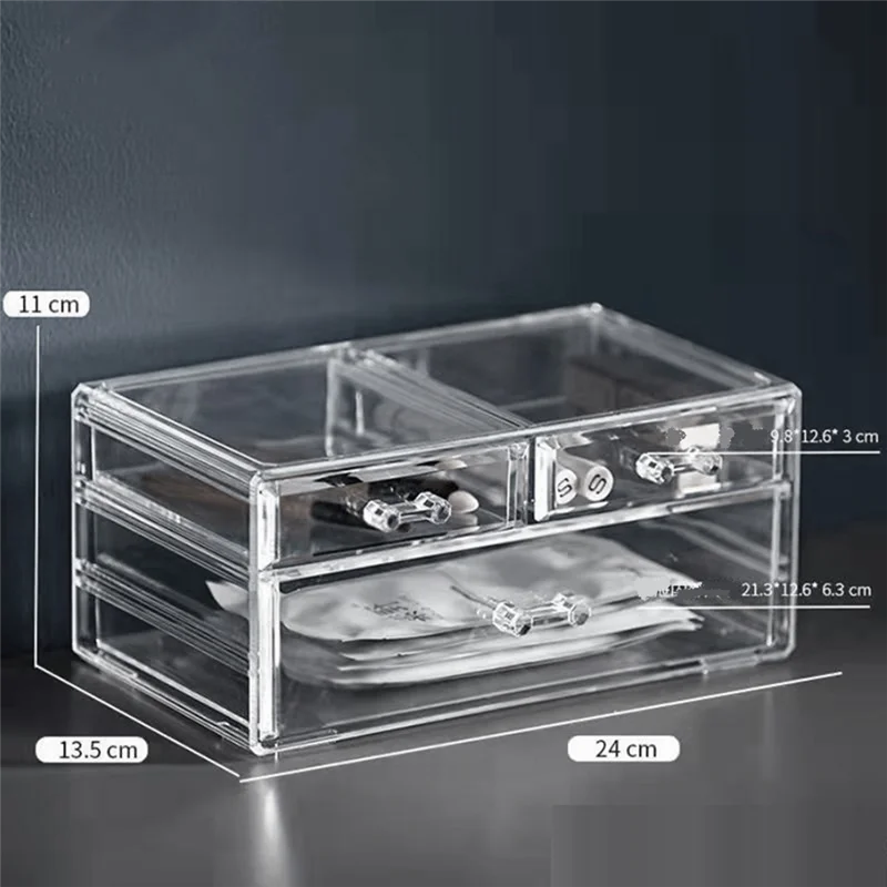 

BAAG-Clear Makeup Organizer Plastic With 3 Drawers Enhance Your Vanity, Bathroom,Dresser