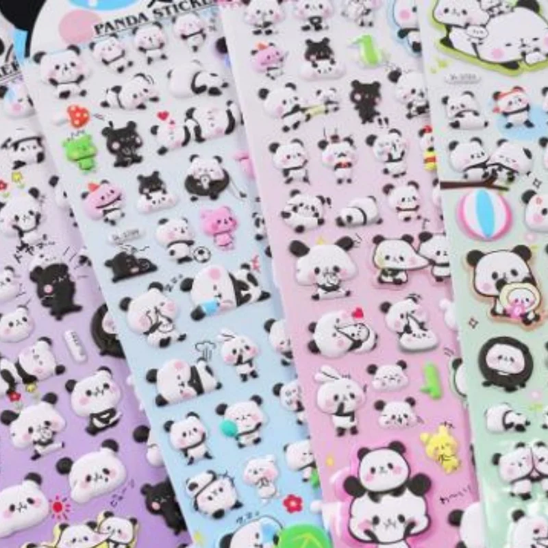 4PCs Cute 3D Panda Stickers Cartoon Animals Children’s Reward Stickers Handmade Decoration Photo Album Diary DIY Baby Stickers
