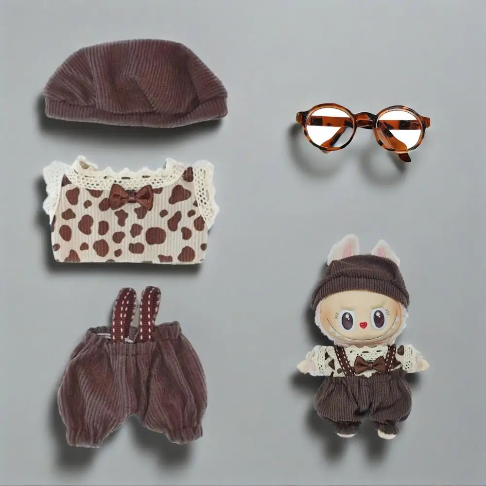 

Clothes for Labubu Set Retro Style Hat Set Artistic Style Small Painter's Clothing Outfit 15/17cm Labubu Clothing Set waist bag