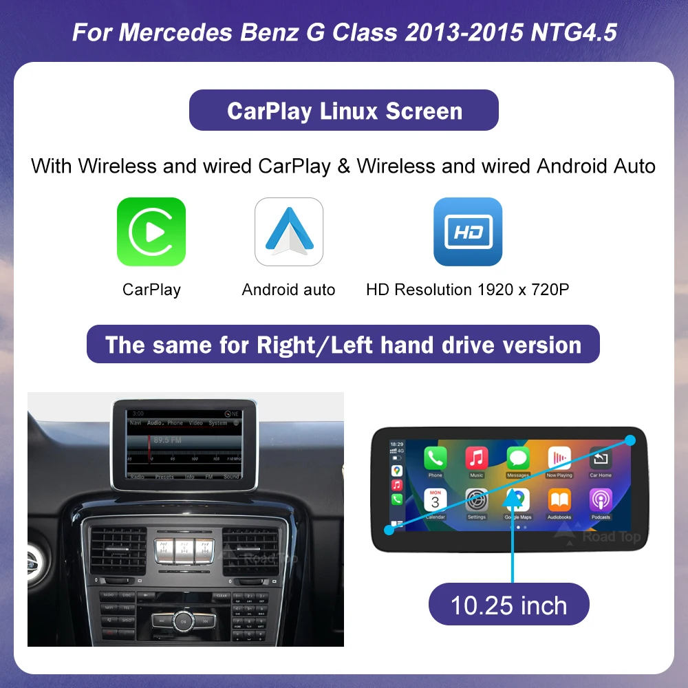 Ultradun touchscreen voor Mercedes Benz G-Klasse W463 2013-2018 GLC C-Klasse W205 2016-2018 Draadloze CarPlay Android Auto Multimedia Display
