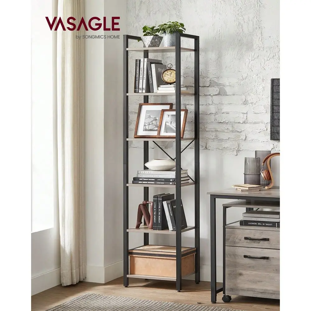 

Высокая книжная полка на 6 уровней, узкий книжный шкаф со стальным каркасом, тонкая книжная полка для гостиной, домашнего офиса, кабинета, 11,8 x 15,7 x 73 дюйма.