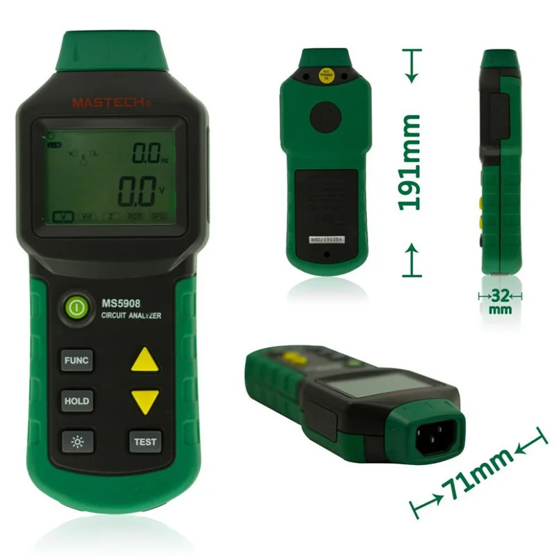 Imagem -04 - Rms Circuit Analyzer Tester Comparado com w Ideal Certo Teste Soquete Tester 61164cn 110v ou 220v ue Plug Eua Plug Ms5908