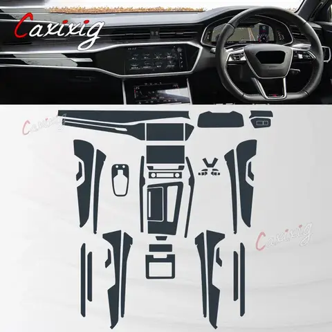 아우디 A6 A7 C8 2019-2021용 차량 실내 센터 콘솔 보호 TPU 필름 (스크래치 방지, 액세서리, 개조)