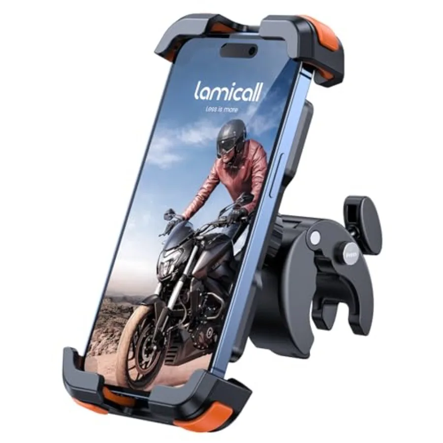 Motorcycle Phone Mount, Bike Phone Holder - Upgrade Quick Install Handlebar Clip for Bicycle Scooter, Cell Phone Clamp for iPho