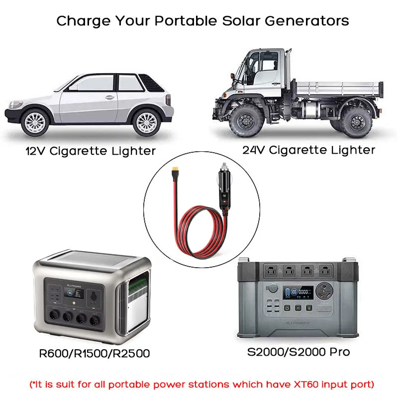 Cavo accendisigari da femmina a auto XT60 da 12 AWG 1,5 m/5 piedi per ALLPOWERS R600 R1500 R2500 S2000 Pro Ecoflow Delta/River ecc.