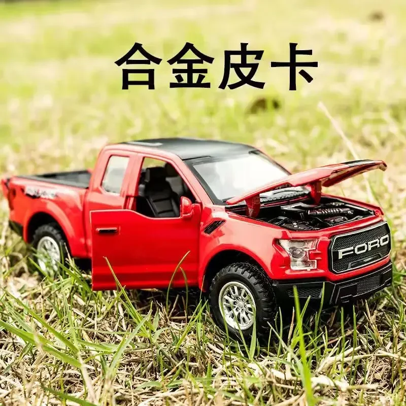 1:32 Ford Raptor F150 Pickup pojazd terenowy Diecast Metal Alloy Model samochodu Dźwięk Światło Wycofać Kolekcja Zabawki dla dzieci Prezenty A188