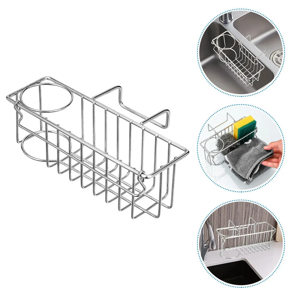 

Kitchen Sink Organizer Stainless Steel Drainer Basket Large Capacity Sponge Holder Easy Drain Multifunctional Tool