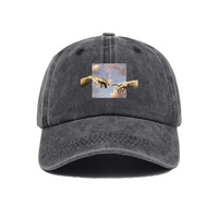 Hand in Hand Oil Painting Retro Baseball Hat Men's and Women's Fashion Versatile Curved Eaves Sunscreen Hat