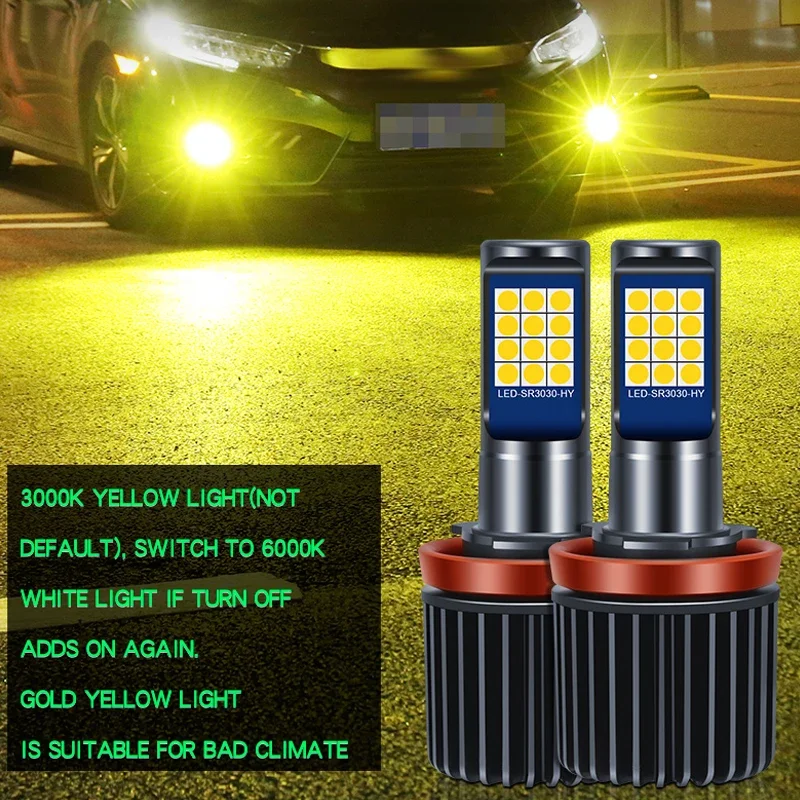 2PCS Strobe Car Fog Lâmpada H1 H3 H8 h11 LED 9005 HB3 9006 Hb4 H7 Auto Daytime Running Light Flash Driving Bulbo Branco