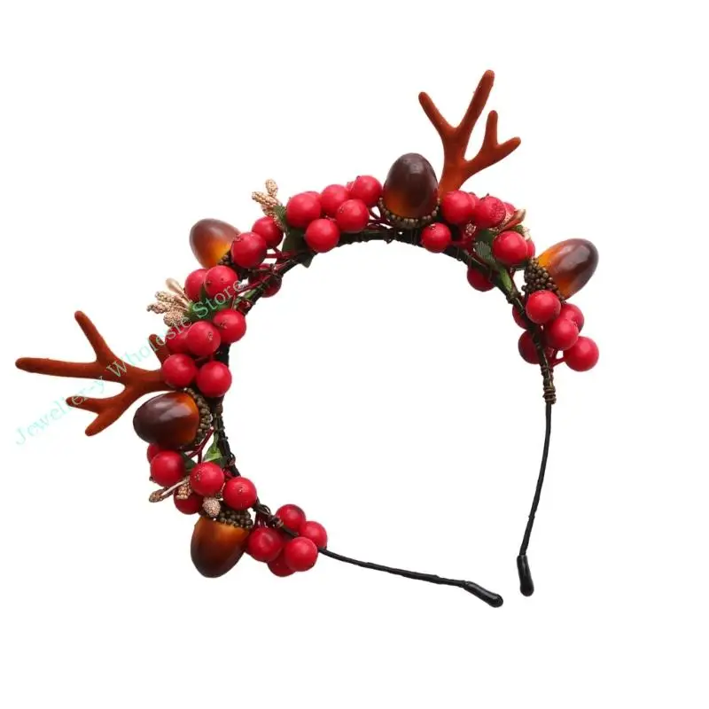 r7uf لطيف Bacca و Renindeer Antler Hair Haoop Women Wash Wash Makeup Makeup for Photogrand