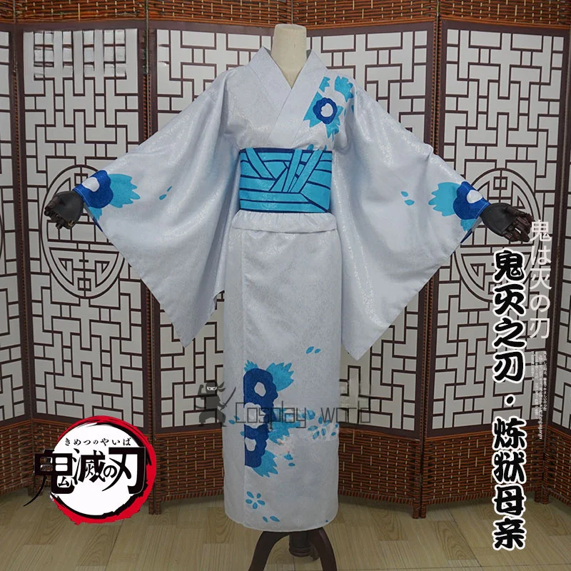 أزياء شيطان القاتل النسائية التأثيرية Rengoku Ruka ‌   زي كيمونو أنيمي أنيق للبالغين ملابس لعب الأدوار لحفلات الهالوين