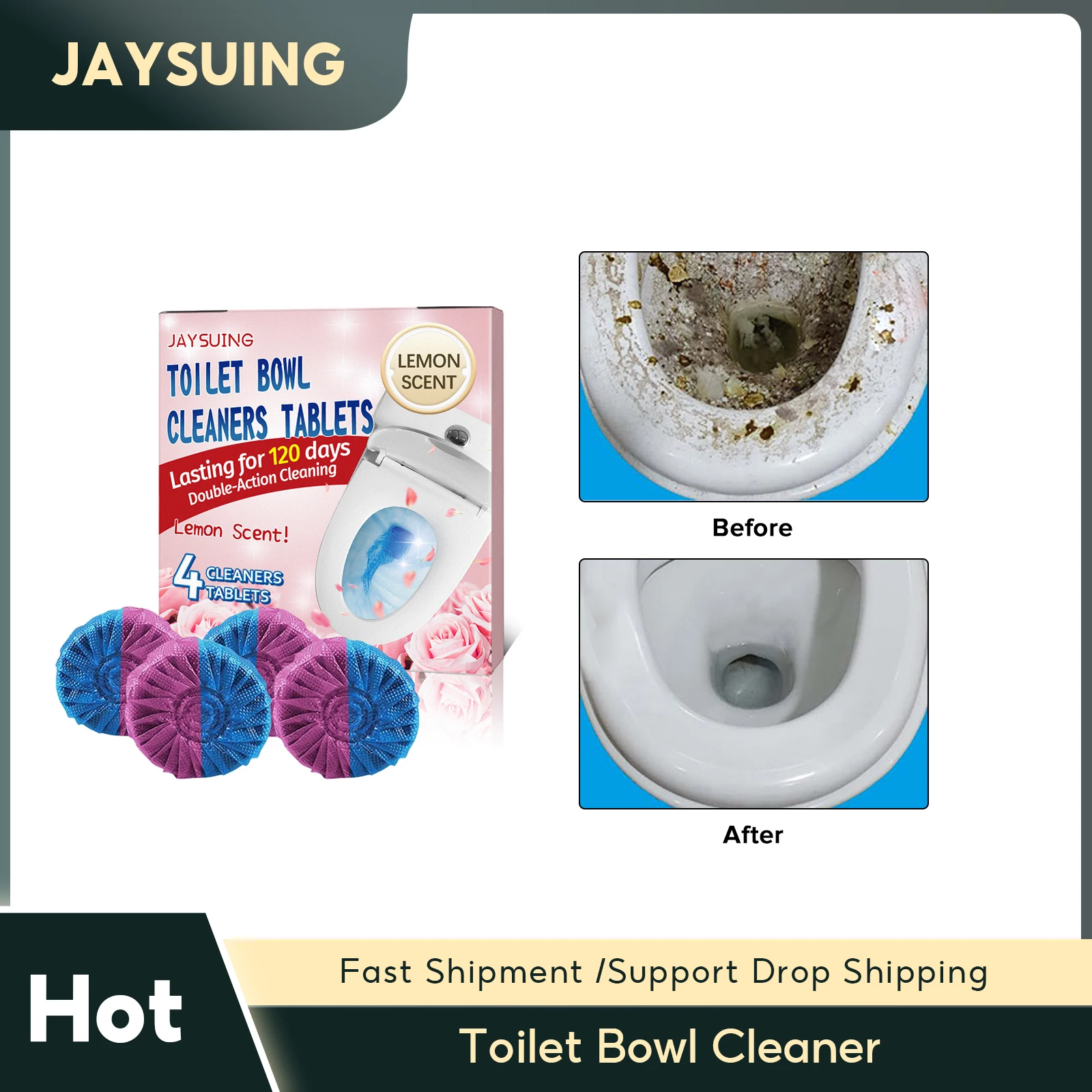 Toilet Bowl Cleaner Effervescent Tablet Deodorizer Urine Stain Remover Automatic Tank Bleach Bathroom Yellow Dirt Toilet Cleaner