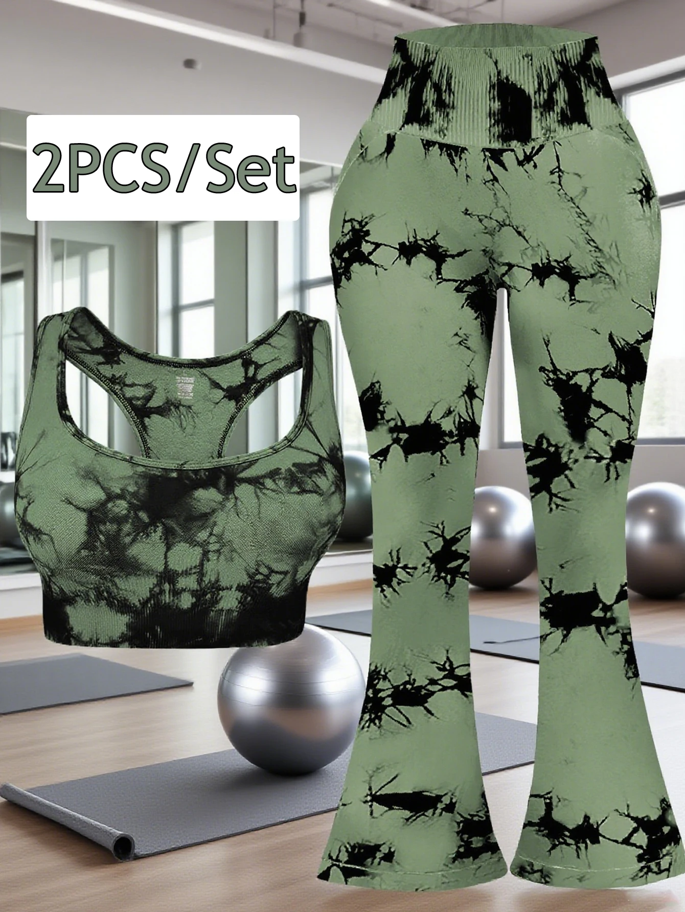 2 قطعة/المجموعة سترة جديدة مع متوهج فستان أطفال مع سروال سلس التعادل صبغ I-شكل سترة رياضية الصدرية عالية الخصر الخوخ الورك رفع اليوغا فستان أطفال مع سروال داخلي #5