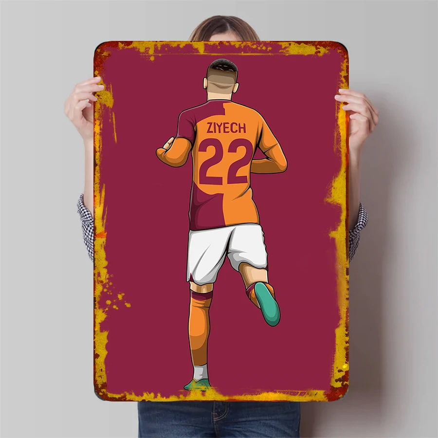 Ziyech 22 روما لكرة القدم ستار ملصق معدني جدار ديكور فني لمجموعة عشاق كرة القدم #1