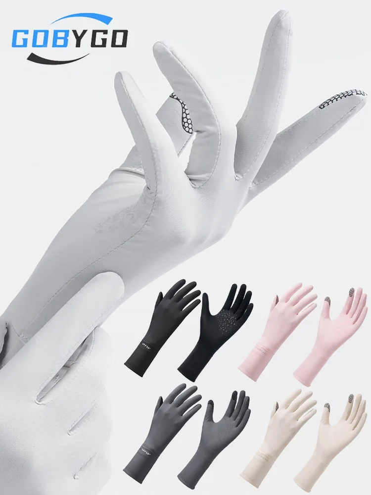 AliExpress NONE GOBYGO 1Pair Women Summer Sunproof Gloves UV Protection Thin Ice Silk Touchscreen Anti-Slip Breathable Driving Cycling Gloves