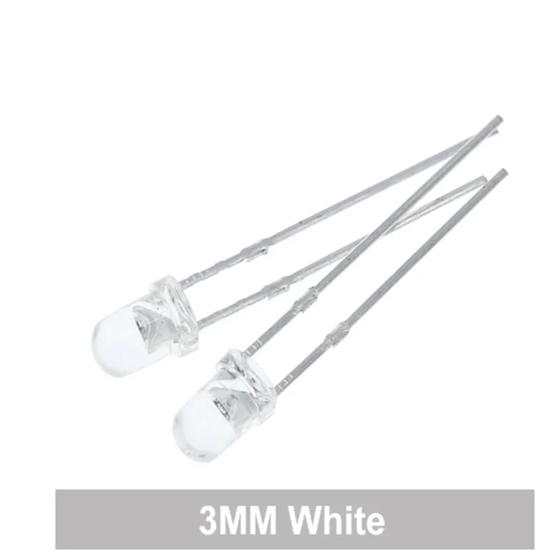 100 Uds. Cuentas de lámpara LED de montaje en superficie con cabeza redonda sin bordes de 3mm, cuentas de luz rojas, amarillas, verdes, azules y blancas y verdes