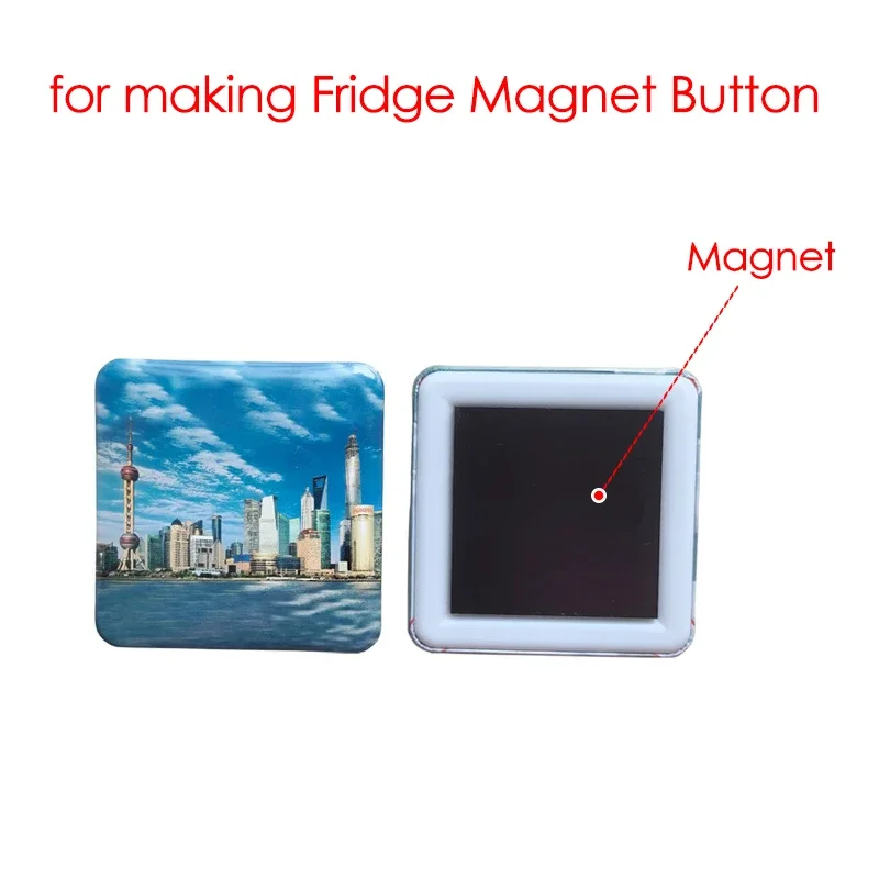 Square Magnets Refrigerator Decorative Badge Button Making Parts 50Set 50x50mm Square Badge Button Making Consumables